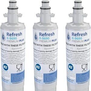 3-PACK Refresh R-9690 Premium Plus LG Kenmore Refrigerator Water Filter, NEW NIB